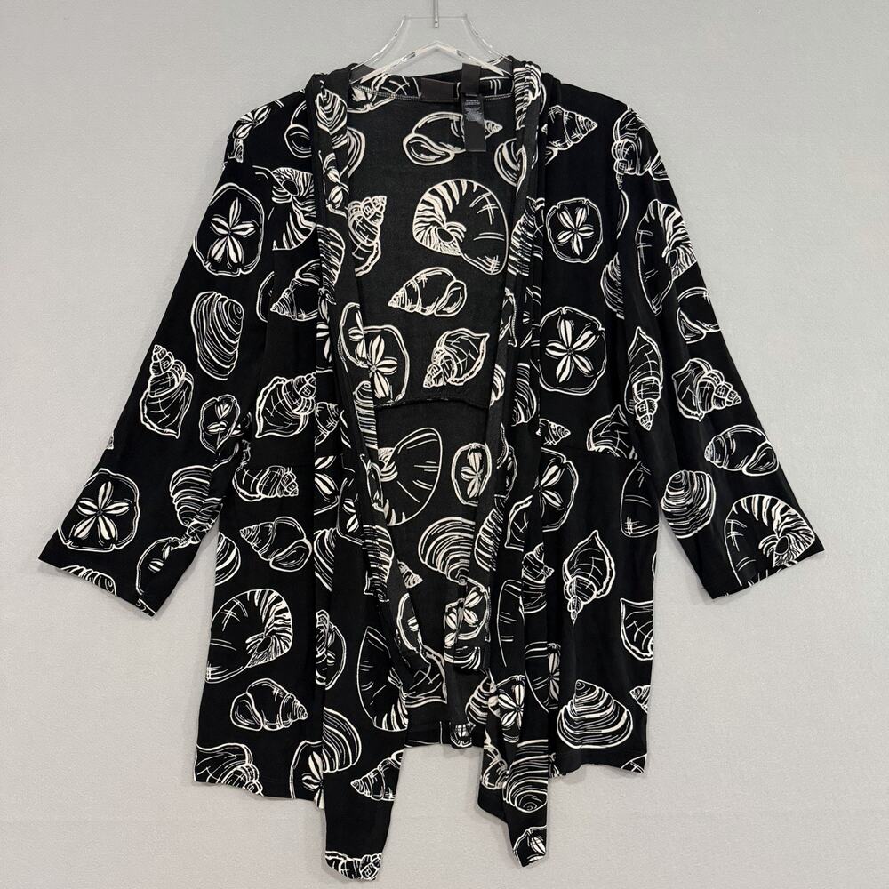 Chicos Travelers Cardigan Size 3 US XL Black Coastal Packable Slinky Knit